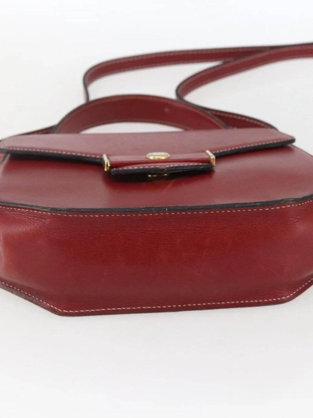 Christian Dior Hand Bag Leather 2way Red Gold Auth 159290 - Picture 7 of 16
